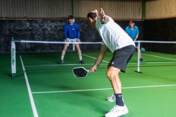 Players on the indoor pickleball court at Foxes Farm, Colchester